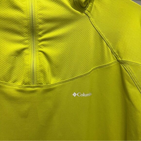 Columbia Omni-Wick Quarter Zip Jacket yellow green size medium hooded - Picture 2 of 7